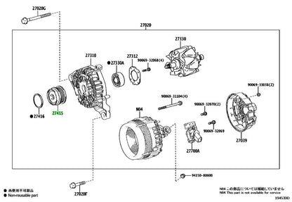Genuine Toyota Alphard AGH30 Alternator Clutch Pulley OEM 27415-360301