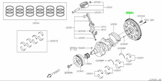 OEM Genuine Nissan GT-R R35 VR38DETT 2007-2019 FLYWHEEL ASSY 12310-JF01A JAPAN