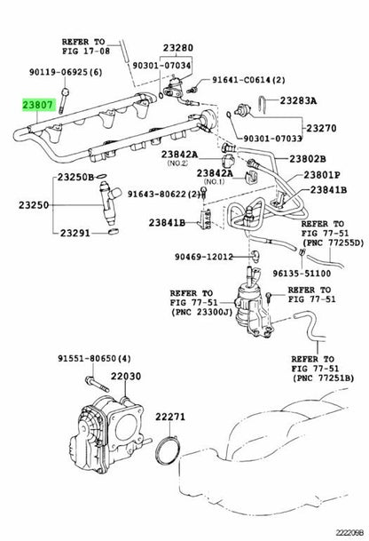 Genuine Toyota Fuel Delivery Pipe Sub-Assy 23807-31010 OEM1