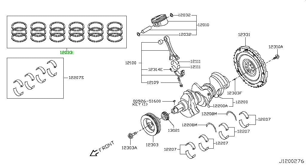 Genuine Nissan 350Z 370Z G35 Sedan G37 STD Piston Ring Set 12033-JK20D OEM1
