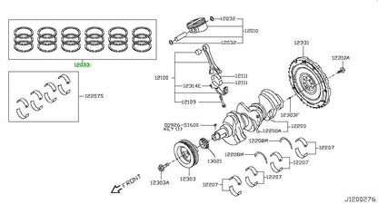 Genuine Nissan 350Z 370Z G35 Sedan G37 STD Piston Ring Set 12033-JK20D OEM1