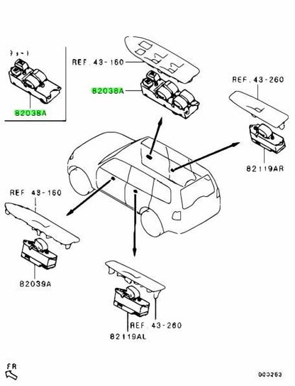 Genuine Mitsubishi Pajero Montero V88W Driver Power Window Switch 8608A111 OEM1