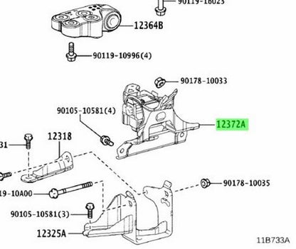 Genuine Toyota Engine Mount Insulator LH 12372-0Y192 Corolla C-HR1