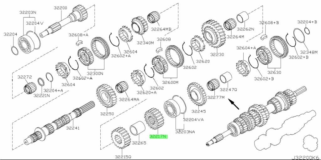 Genuine Nissan Infiniti 350Z 370Z G35 G37 6MT Main Shaft 4th Gear 32217-CD0040
