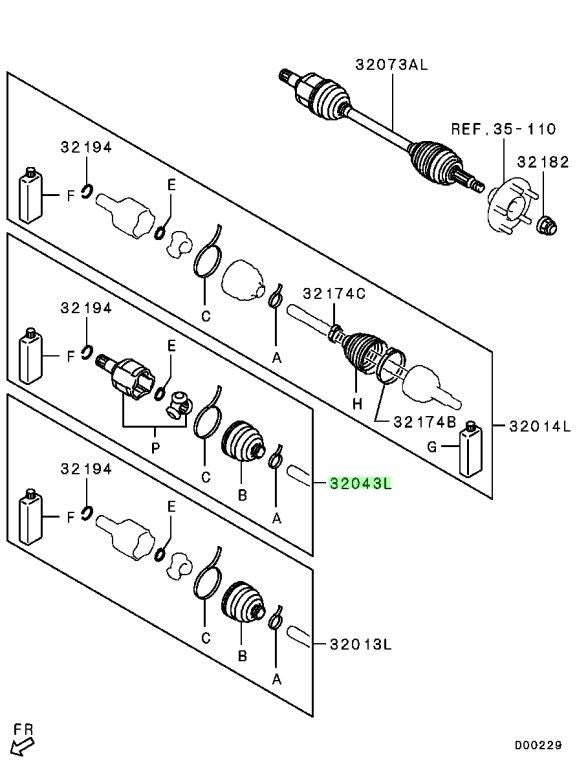 Mitsubishi Outlander PHEV GG2W GG3W Front Inner CV Joint 3817A273 OEM2