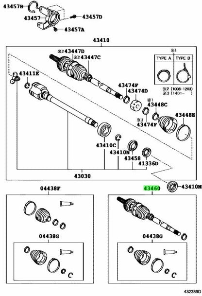 Genuine TOYOTA Lexus Front Drive Outboard Joint Assy RH 43470-80270 43470802700