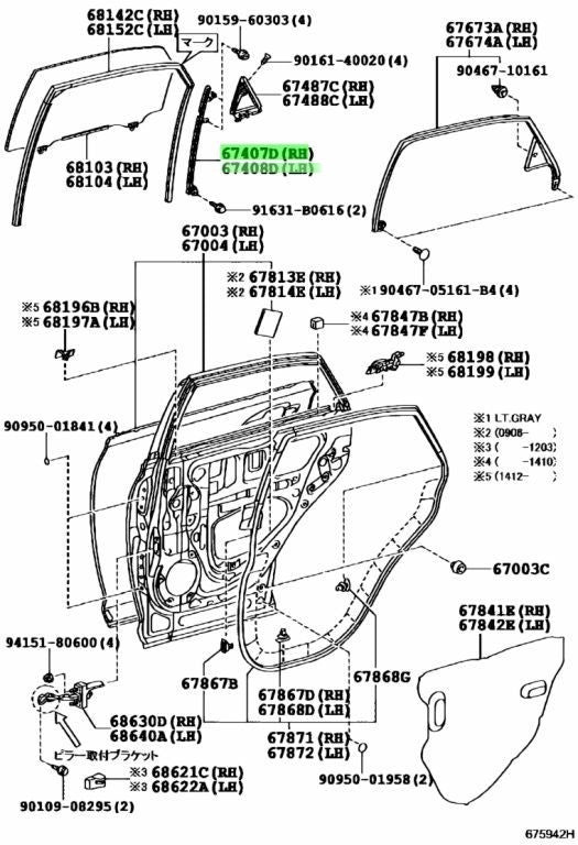 TOYOTA LEXUS RX270/350/450H Rear Door Window Guide RH LH 67407-48050 67408-480500
