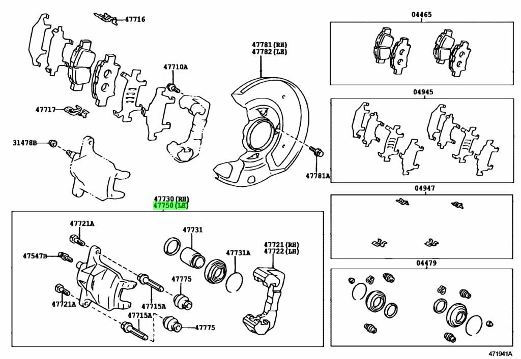 Genuine Toyota Front Brake Caliper LH 47750-52020 Echo Funcargo Probox Vitz OEM0