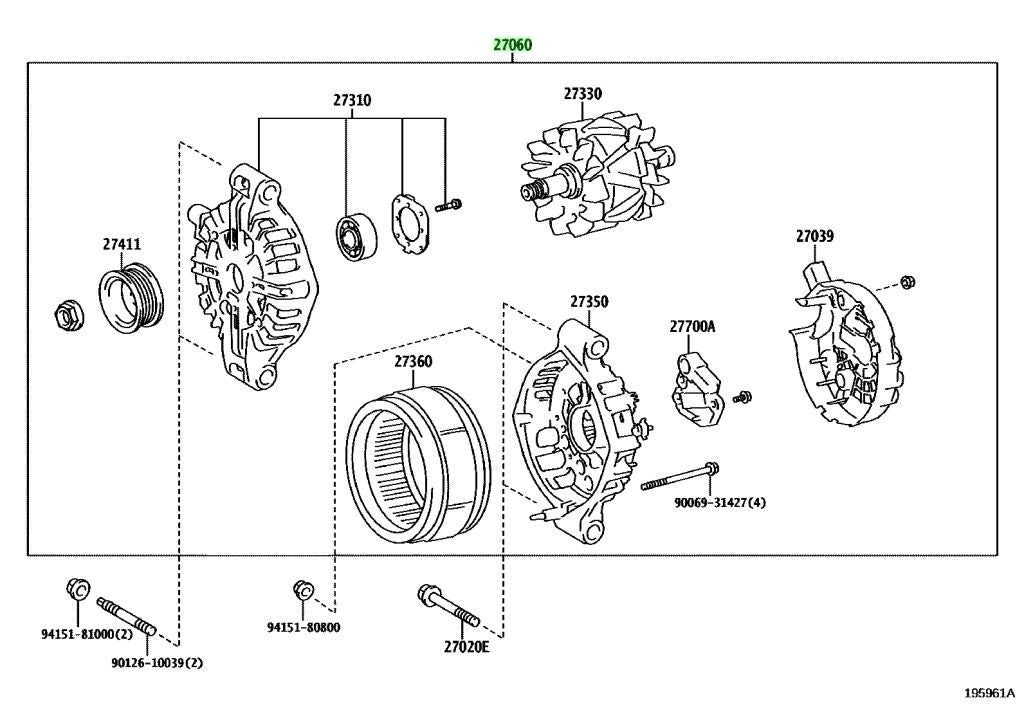 OEM ALTERNATOR ASSY, W/REGULATOR Genuine Toyota Lexus LX 600 27060-0W0401