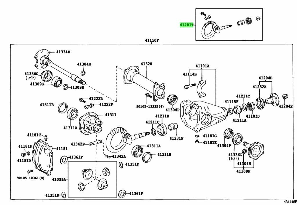 4120180500 Genuine Toyota FINAL GEAR KIT, DIFFERENTIAL, FRONT 41201-805001