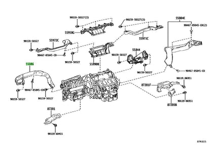 OEM TOYOTA Lexus Heater To Register Duct Sub Assy No.3 55086-60040 5508660040