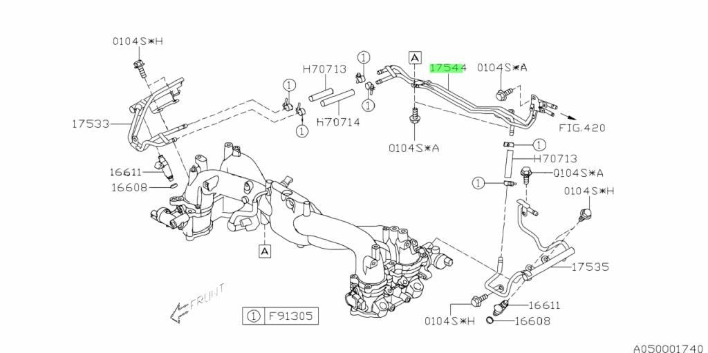 Subaru OEM Pipe Complete-Fuel 17544AA135 for Impreza Forester WRX1