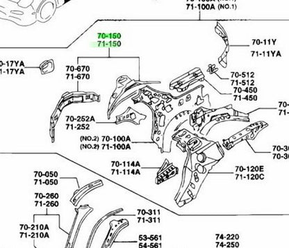 OEM MAZDA WHEEL HOUSE PANEL RH/LH SET RX-7 FD3S FD01-70-150D FD01-71-150E1