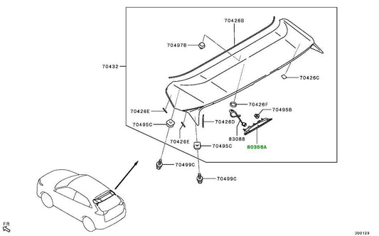 Genuine OEM Center High Mount Stop Lamp 2022-2025 Mitsubishi 8334A1931