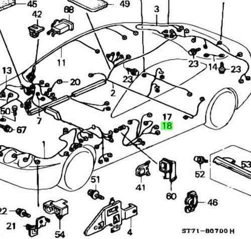 OEM Honda Integra DB8 DC2 Passenger Door Wire Harness 32752-ST7-9121