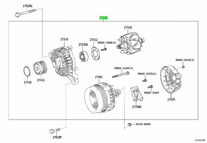 Genuine Toyota Alphard AGH30 2AR-FE Alternator 12V 150A OEM 27060-0V2802