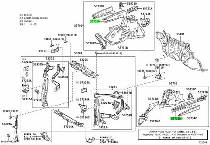 OEM Genuine TOYOTA Lexus RX270/350/450H Front Apron to Cowl SideMember Set RH LH0