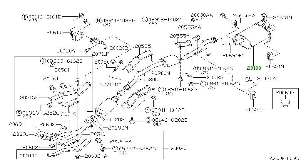 OEM MUFFLER ASSEMBLY-EXHAUST,MAIN Nissan GT-R R33 BCNR33 20100-24U700