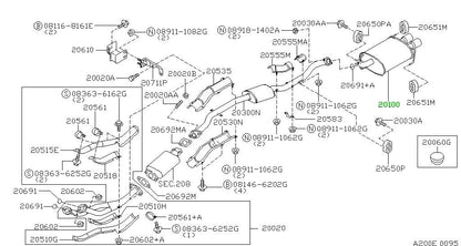 OEM MUFFLER ASSEMBLY-EXHAUST,MAIN Nissan GT-R R33 BCNR33 20100-24U700
