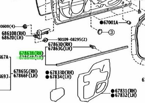 Genuine Lexus GS F Front Door Weatherstrip No.2 RH LH 67863-30160 67864-301500