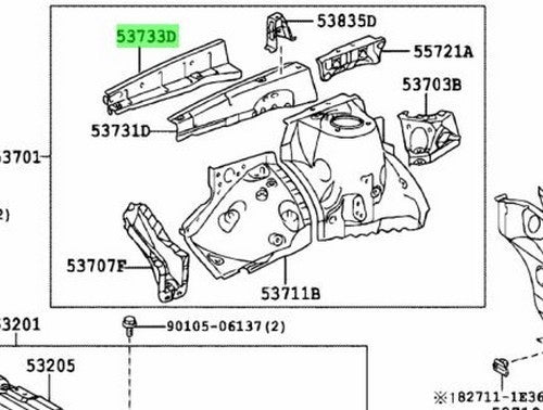 Lexus RX270/350/450H Front Apron to Cowl Side Lower Front Member RH 53733-480301
