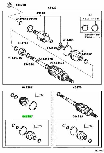 OEM Toyota Lexus LH Front DriveShaftInboard Joint BootKit 04438-48140 04438481400