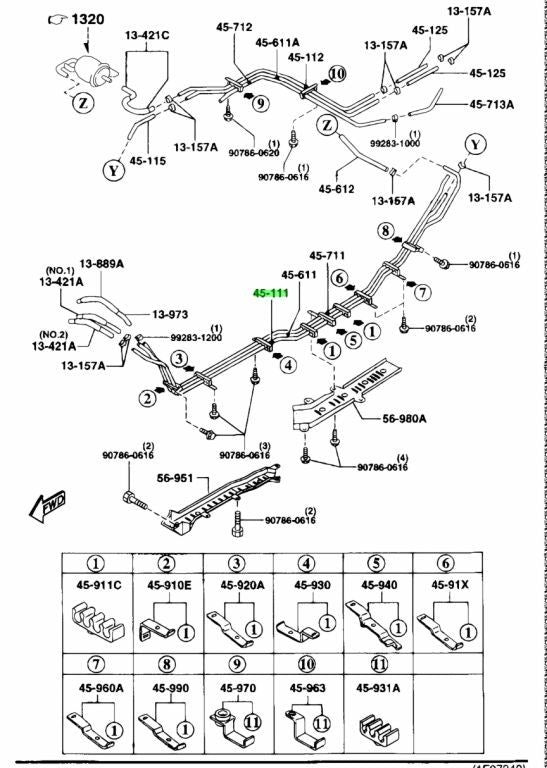 OEM MAZDA MAIN FUEL PIPE RX-7 FD3S FD01-45-1110