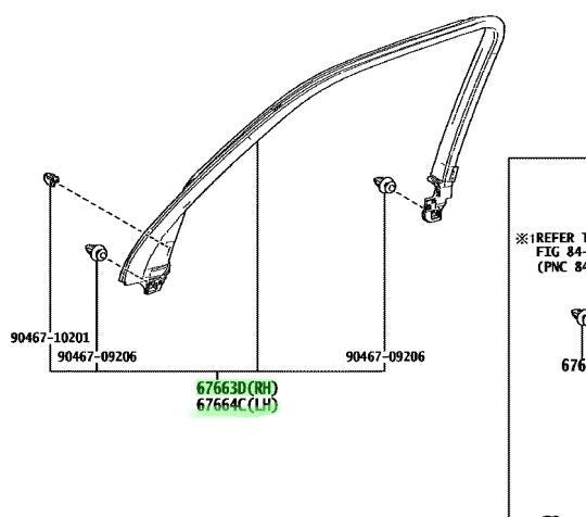 New Genuine Toyota Door Frame Garnish LH RH Pair 67663-60020 67664-600202