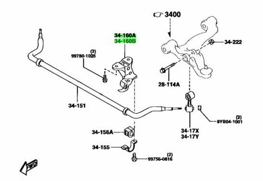 Mazda Genuine RX-7 FD3S Front Stabilizer Bracket Left & Right FD01-34-180E /160F