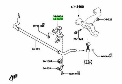 Mazda Genuine RX-7 FD3S Front Stabilizer Bracket Left & Right FD01-34-180E /160F