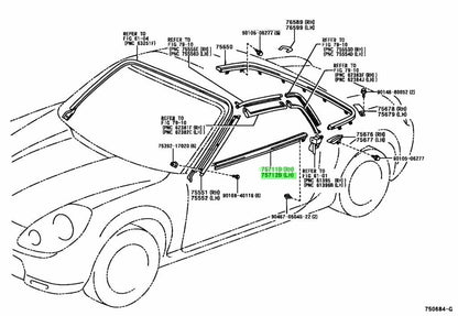 OEM TOYOTA MR-2 SPIDER EXTERIOR WEATHERSTRIP SET FRONT 2 WINDOWS ONLY 2000-20051