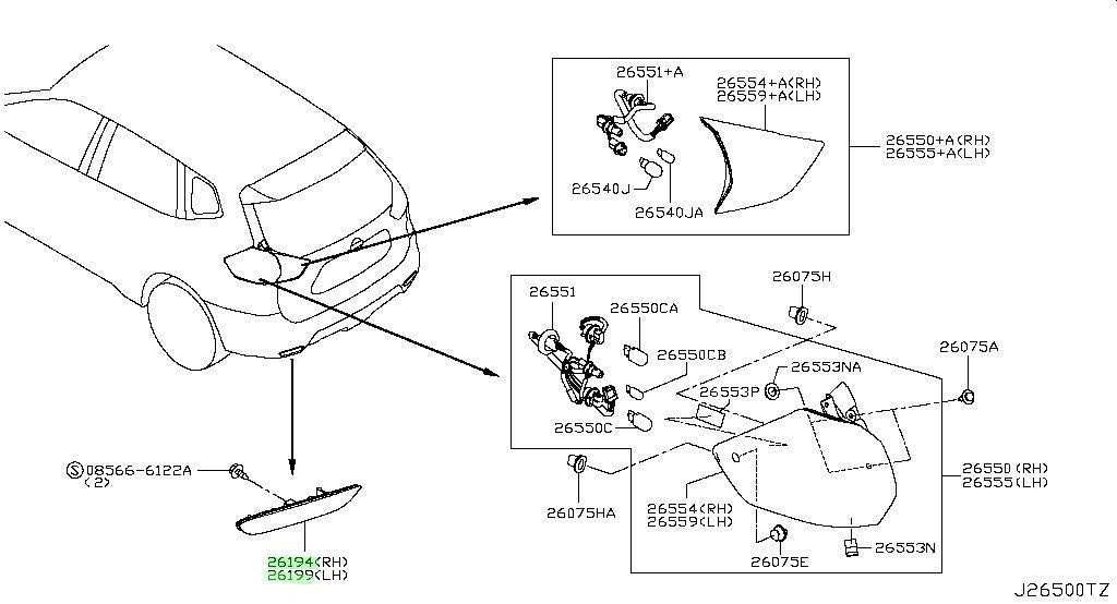 New Genuine Nissan Rear Reflex Reflector LH RH Pair 26565-8990C 26560-8990C OEM1
