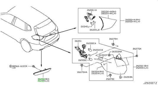 New Genuine Nissan Rear Reflex Reflector LH RH Pair 26565-8990C 26560-8990C OEM1