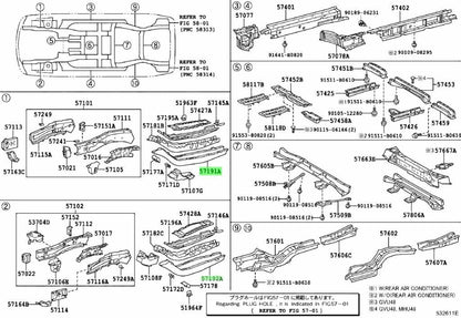 Genuine TOYOTA Lexus Front Side Member Inner Rear RH LH 57191-48020 57192-480200