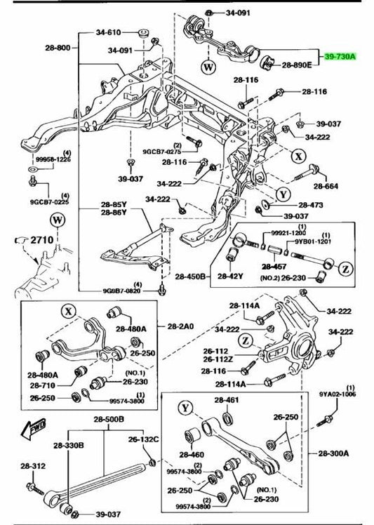 OEM Mazda RX-7 FD3S Differential Mounting Bracket FD01-39-730A Genuine0