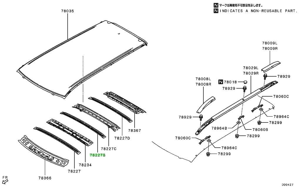 NEW Genuine Mitsubishi Roof Bow OEM 5290F6690