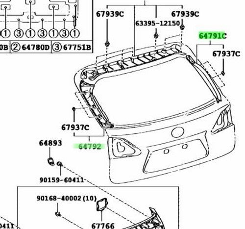 Genuine TOYOTA LEXUS RX270/350/450H BackTrim RH LH 64791-48051-B0 64792-48061-B01
