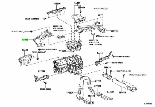 OEM Genuine TOYOTA Lexus Heater To RegisterDuct No.3 Assy 55086-76050 55086760500