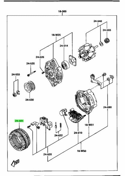 OEM Mazda RX-7 FD3S N3A1-18-W45 Alternator Stator Genuine0