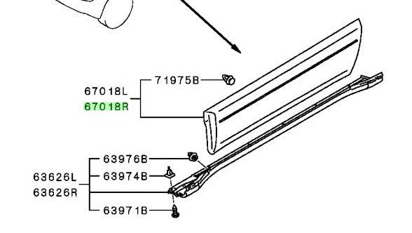 OEM Genuine Mitsubishi Montero Pajero V85W, V88V, V88W GARNISH,FR DOOR,RH1