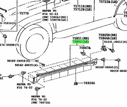 Toyota Prado 150 LH Side Skirt Magnetic Gray 1G3 75806-60050-B1 OEM1