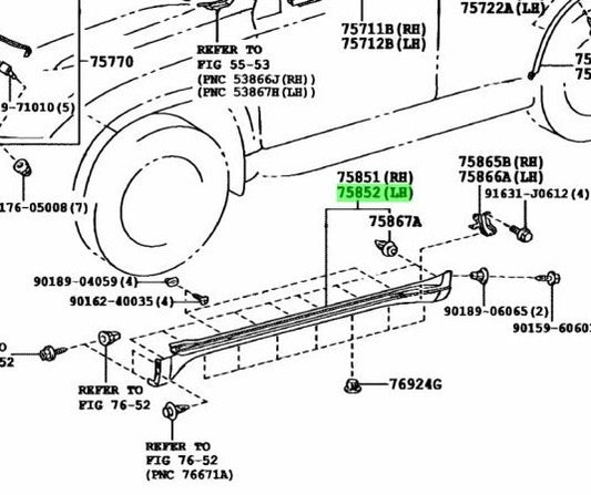Toyota Prado 150 LH Side Skirt Magnetic Gray 1G3 75806-60050-B1 OEM1
