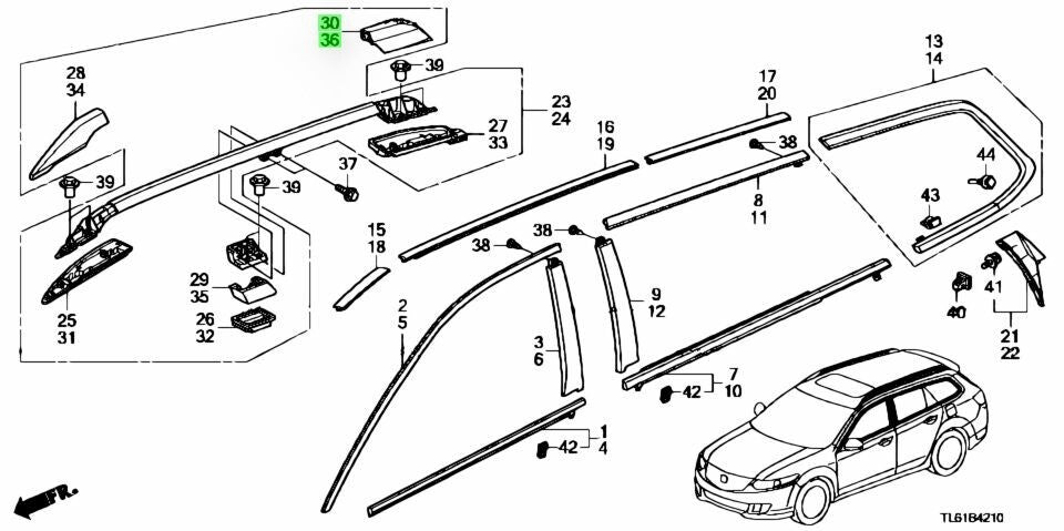 OEM Accord Tourer DBA-CW2 Roof Rack Rail Luggage Carrier-Cover Cap R&L SET