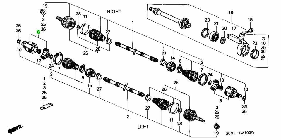 NEW Genuine Honda Inner CV Joint Assembly OEM 44310-S0A-9000