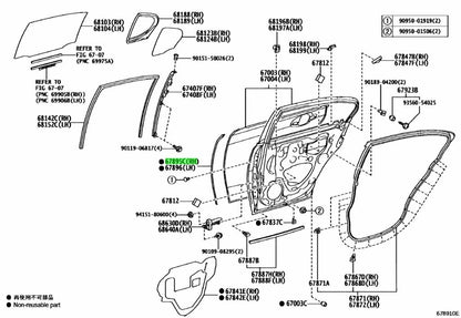Genuine Toyota GS F Rear Door Weatherstrip No.3 RH LH 67895-30040 67896-300401