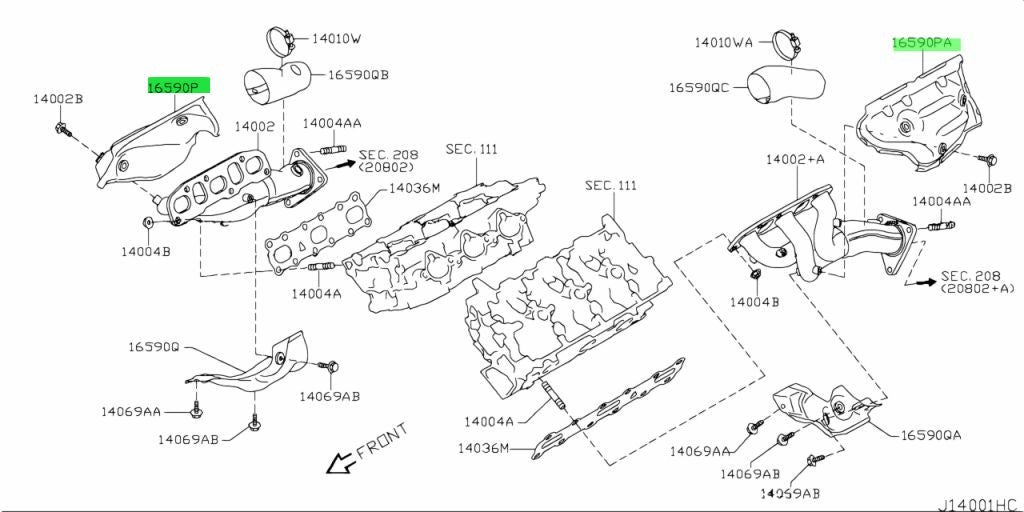 Genuine Nissan Exhaust Manifold Heat Shield LH RH Set 16590-JK20B JK21A OEM1