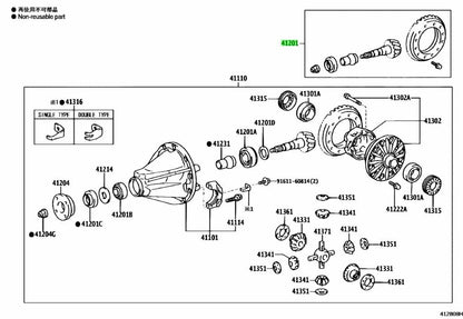 TOYOTA Genuine OEM Part 41201-80595 Final Gear Kit, Differential, Rear