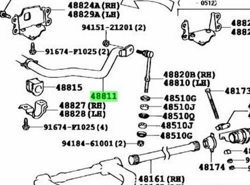 OEM BAR, STABILIZER, FRONT Genuine Toyota HiAce Van 200 GDH206V 48811-264301