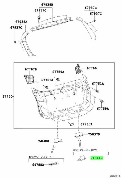 TOYOTA LEXUS Luggage Rear Door Pull Handle Black Power Back Door 69291-48020-C01
