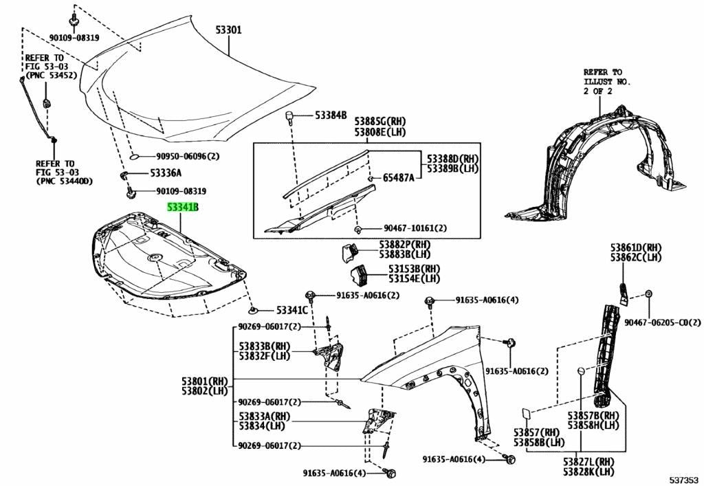 5334176020 Genuine Toyota INSULATOR  HOOD 53341-760200